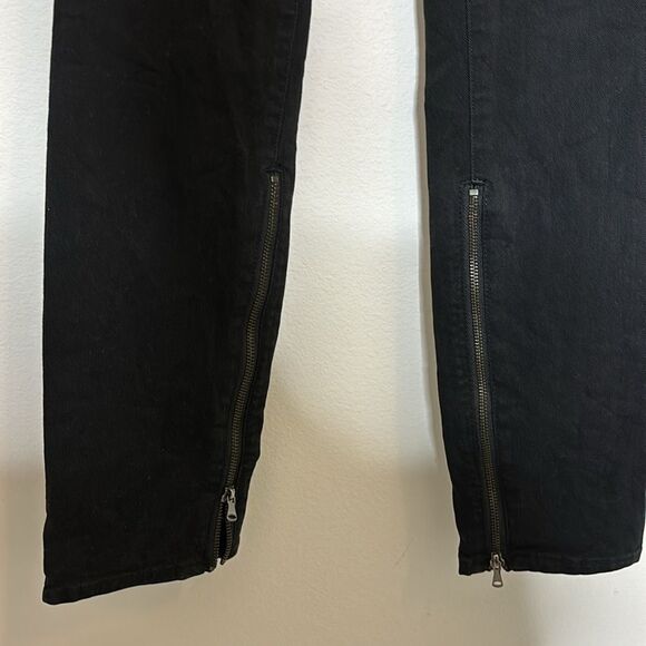 Tory Burch Skinny Black Stretch Side Zipper Jeans 27 Denim Luxury Casual - Picture 3 of 14